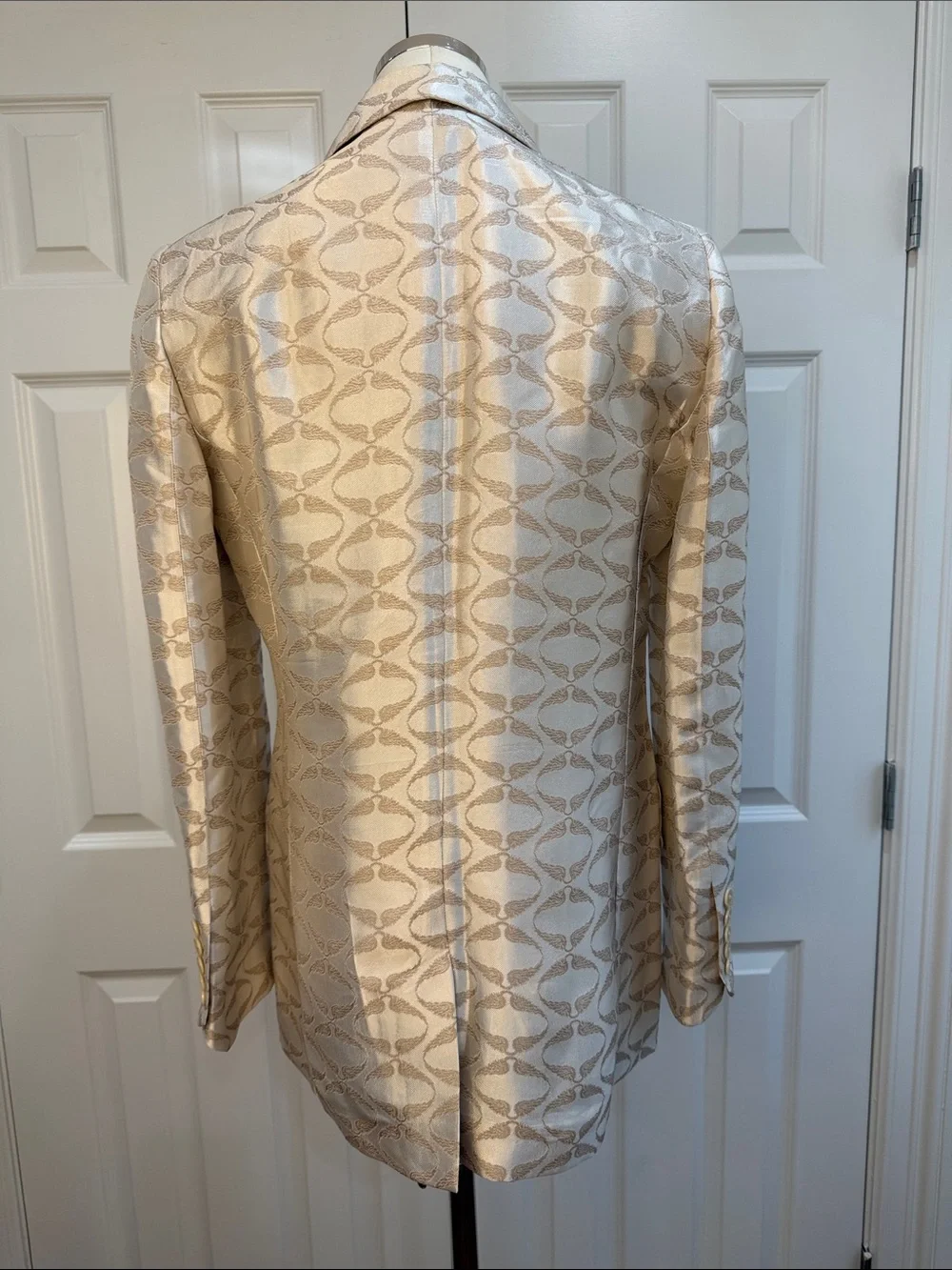 Zadig & Voltaire Vicka Jacquard Wings Blazer Cream Gold Flop Packets US 8-10 - Picture 9 of 16